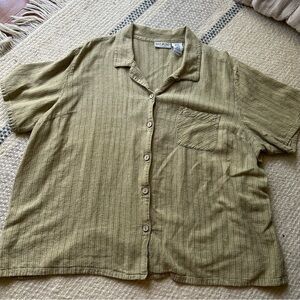 Linen Blend Vintage Button Up Top